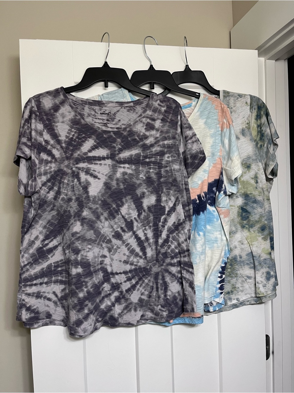 Sonoma Tie-Dye Short Sleeve Tee Trio - Purple, Blue, & Green